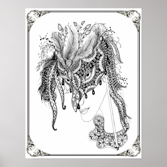 Färgning Poster "Mrs. Dees maskerad Art" (Framsidan)