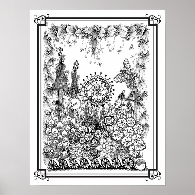 Färgning Poster "Mrs Dees underbara värld" (Framsidan)