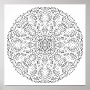 Färgning Poster - optisk Illusion Mandala