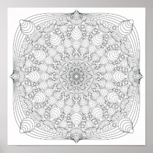 Färgning Poster - optisk Illusion Mandala B