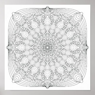 Färgning Poster - optisk Illusion Mandala B