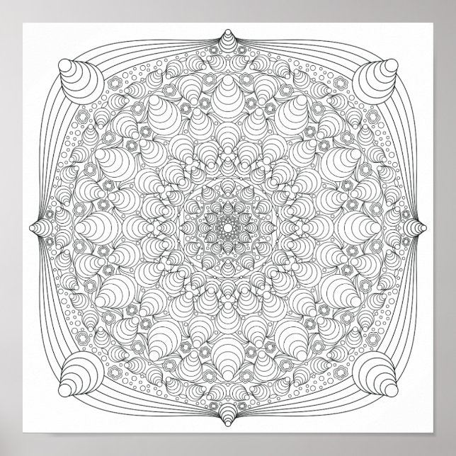 Färgning Poster - optisk Illusion Mandala B (Framsidan)