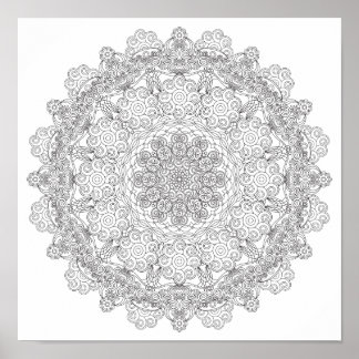 Färgning Poster - Swirly Lacy Mandala
