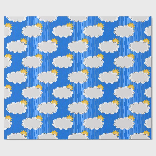 Färgning Solskensmoln Mönster Design Blue Presentpapper (Platt)