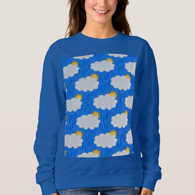 Färgning Solskensmoln Mönster Design Blue T Shirt (Framsida)