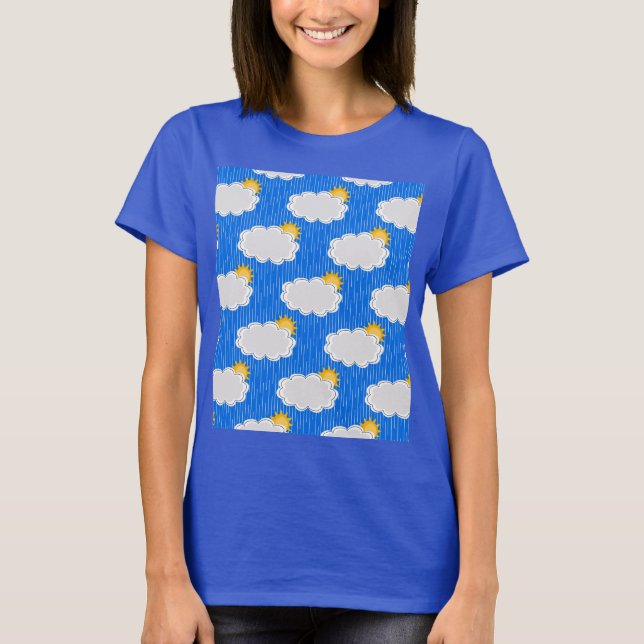 Färgning Solskensmoln Mönster Design Blue T Shirt (Framsida)