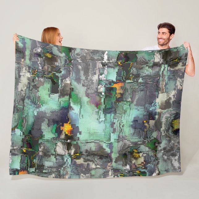 Färgning sten, mynta grönt till grått dominerar fleecefilt (På plats)