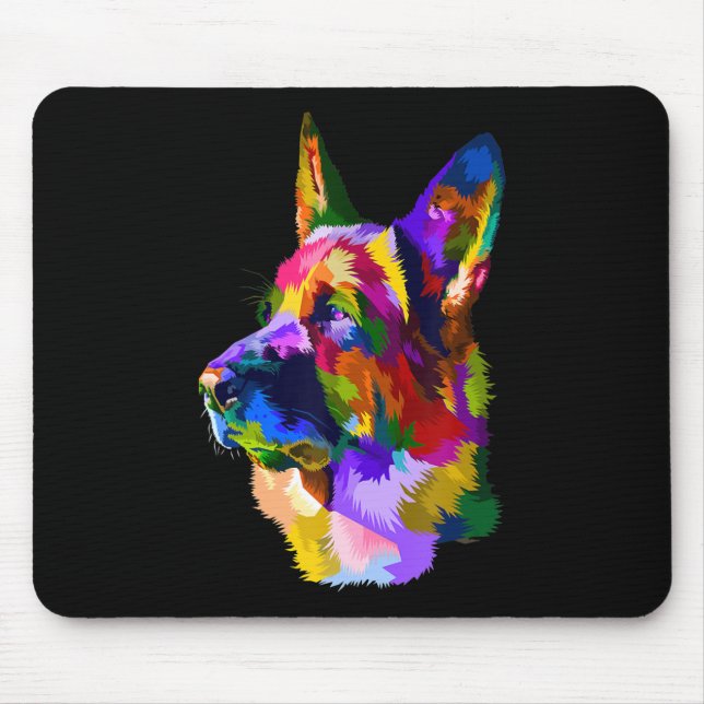Färgning |Tysk Shepherd Painting Art Pet Hund Mamm Musmatta (Framsidan)