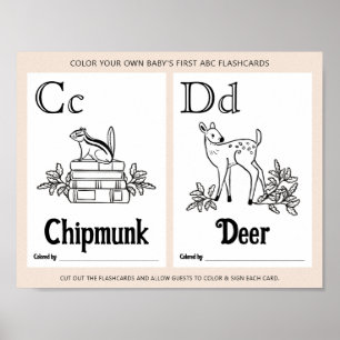 Färgningsaktivitet för ABC Flashcard Baby Shower L Poster