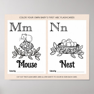 Färgningsaktivitet för ABC Flashcard Baby Shower L Poster