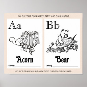 Färgningsaktivitet för ABC Flashcard Baby Shower L Poster