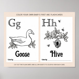 Färgningsaktivitet för ABC Flashcard Baby Shower L Poster