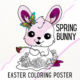Färgningsaktivitet i Cute Vår Bunny Påsk Poster