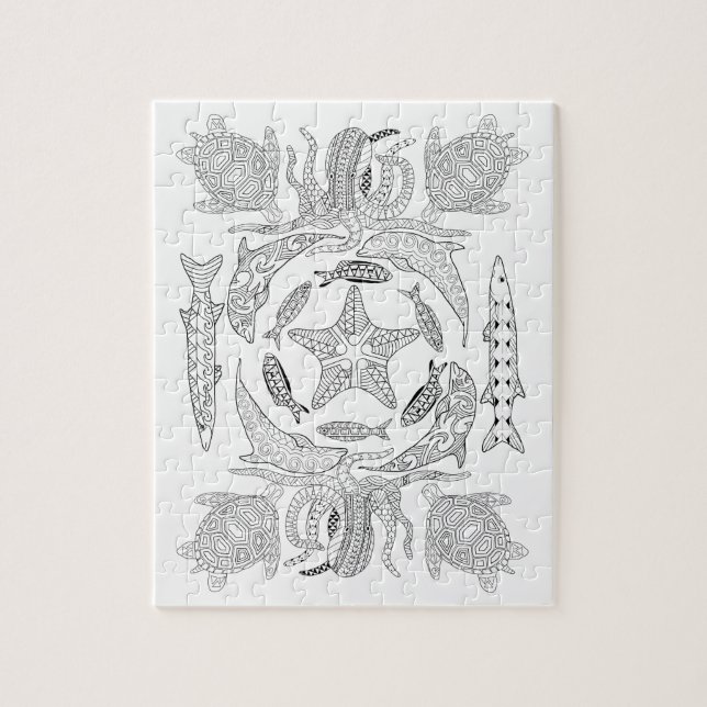 Färgningspussel för sjölivets Vuxen Pussel (Vertikal)