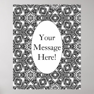 Färgningssida för Mönster Oval Gräns-Vuxen Poster