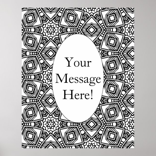 Färgningssida för Mönster Oval Gräns-Vuxen Poster (Framsidan)