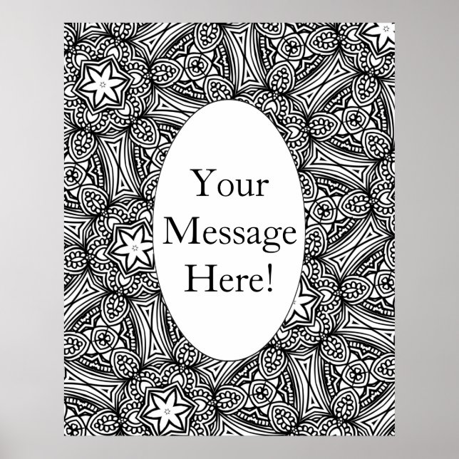 Färgningssida för Mönster Oval Gräns-Vuxen Poster (Framsidan)