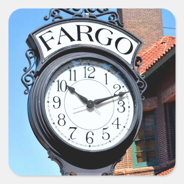 Fargo Clock Fyrkantigt Klistermärke (Framsida)