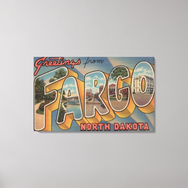 Fargo, North Dakota - Large Brev Scenes Canvastryck (Framsida)