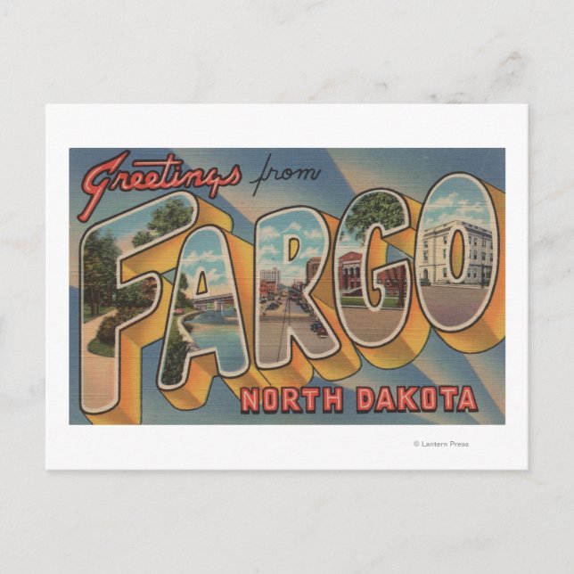Fargo, North Dakota - Large Brev Scenes Vykort (Framsida)