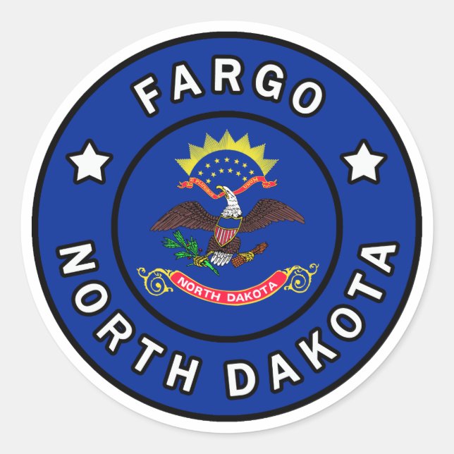 Fargo North Dakota Runt Klistermärke (Framsida)