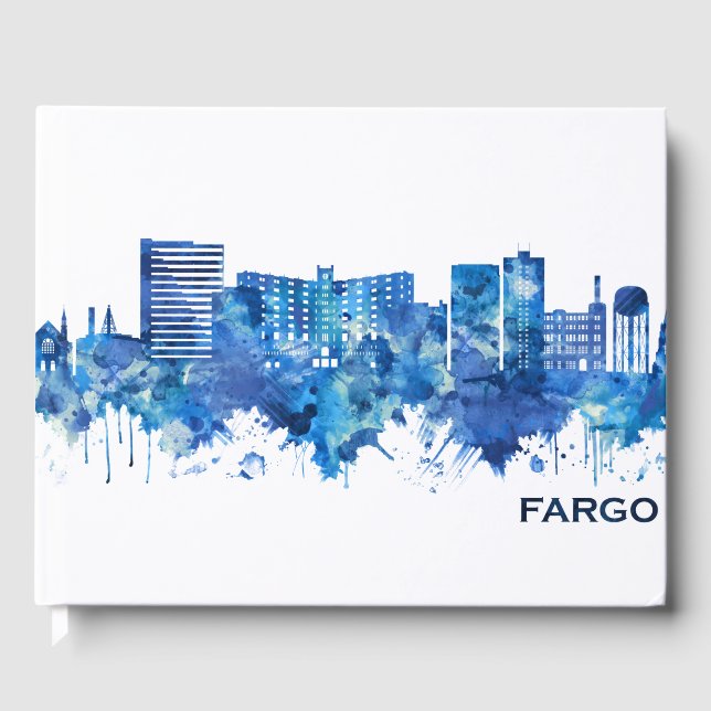Fargo North Dakota Skyline Blue Gästböcker (Framsida)