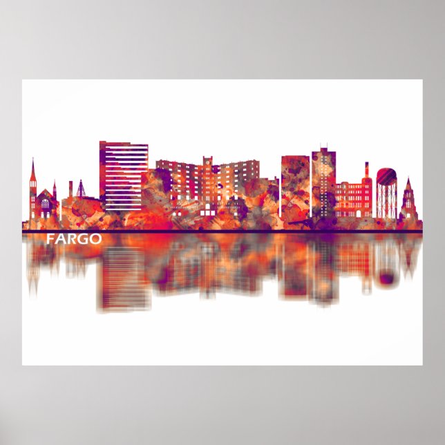 Fargo North Dakota Skyline Poster (Framsidan)