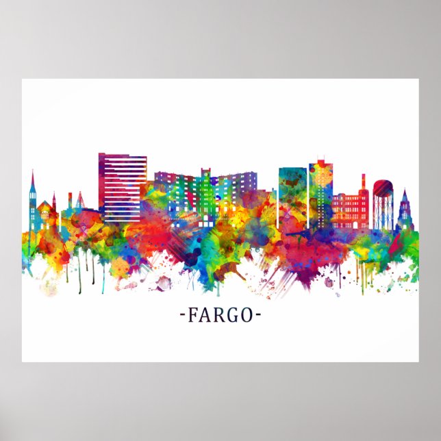 Fargo North Dakota Skyline Poster (Framsidan)