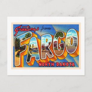 Fargo North Dakota Vintage Stort Bokstav Julkort Vykort