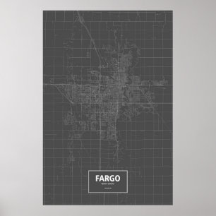 Fargo, North Dakota (vit på svart) Poster