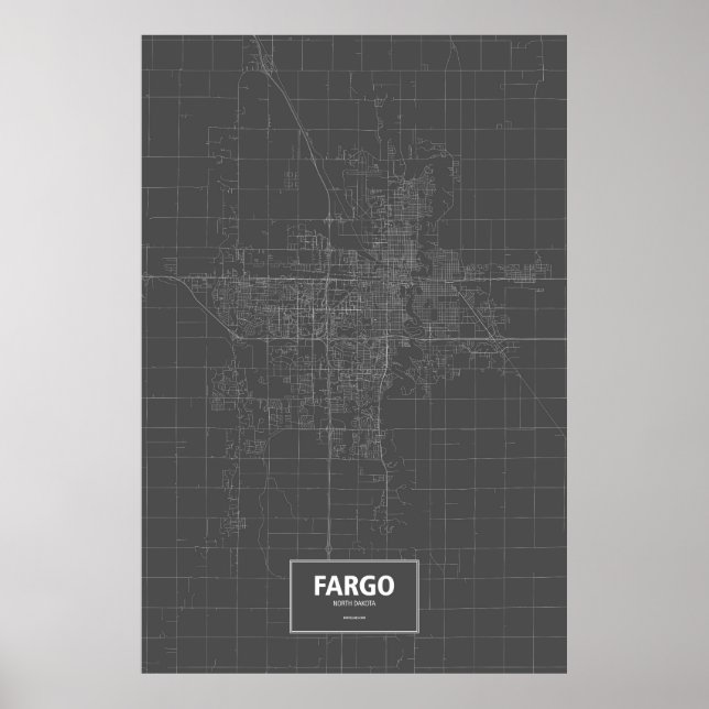 Fargo, North Dakota (vit på svart) Poster (Framsidan)