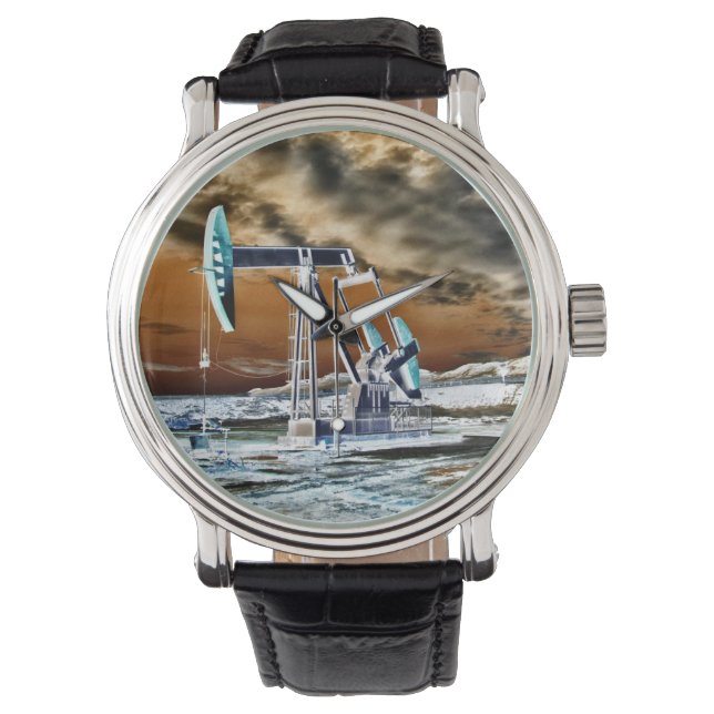 Färgoljekälla som pumpar "Pumpjack" Unit Watch Armbandsur (Framsida)