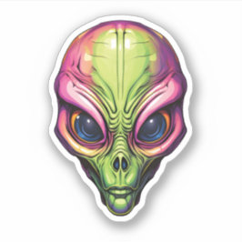 Färgområde Alien Ansikte Creepy Tecknad Alien Klistermärken