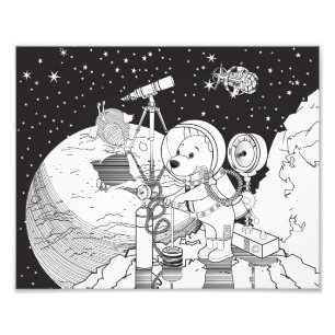 Färgområde med astronaut-valp fototryck
