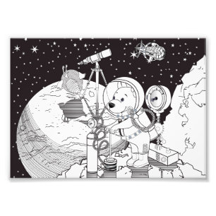 Färgområde med astronaut-valp fototryck