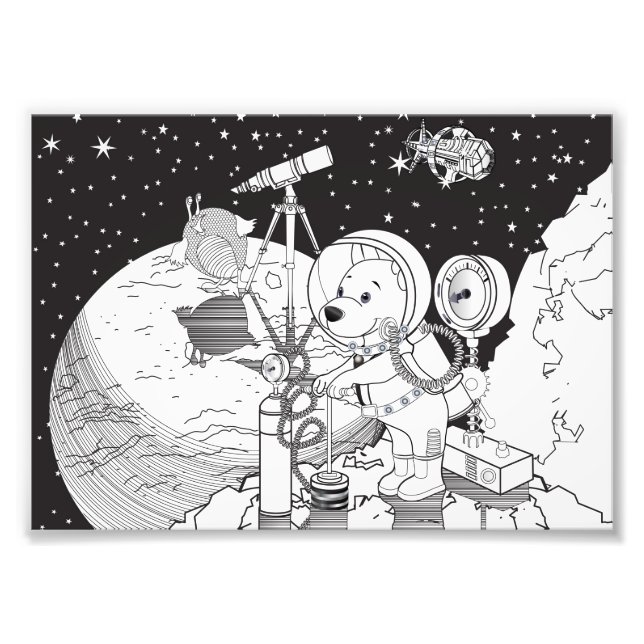 Färgområde med astronaut-valp fototryck (Framsidan)