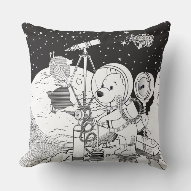 Färgområde med astronaut-valp kudde (Framsida)