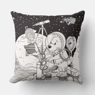 Färgområde med astronaut-valp kudde