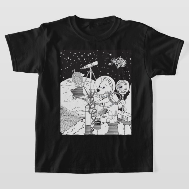 Färgområde med astronaut-valp t shirt (Laydown)