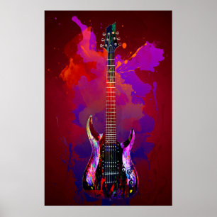 Färgorienterad gitarr Poster