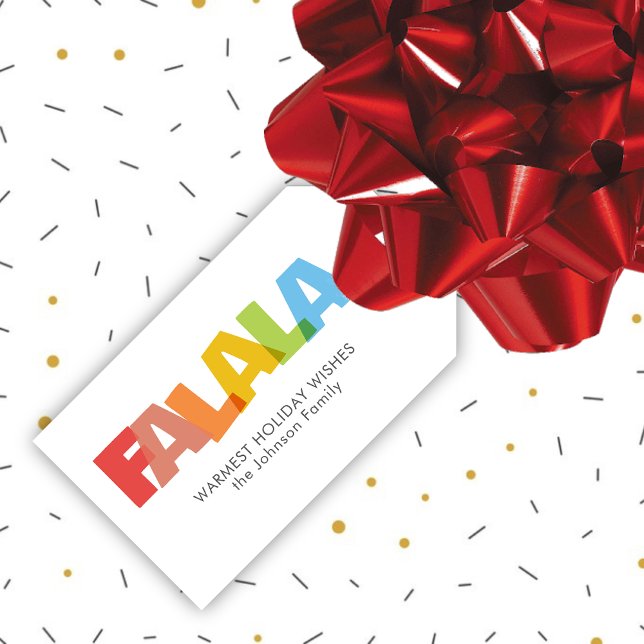 Färgöverlappande FA LA LA-julönskning Presentetikett (Skapare uppladdad)