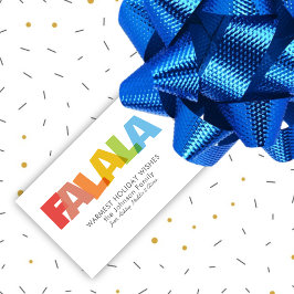 Färgöverlappande FA LA LA-julönskning Presentetikett