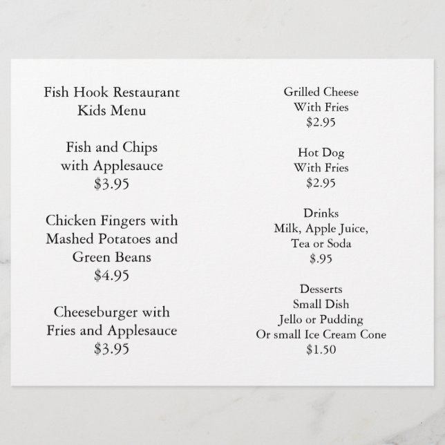 Färgpaket för barnmeny för Restauranger levereras (Framsida)