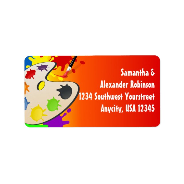 Färgpalat Art Party Adressetikett (Framsidan)