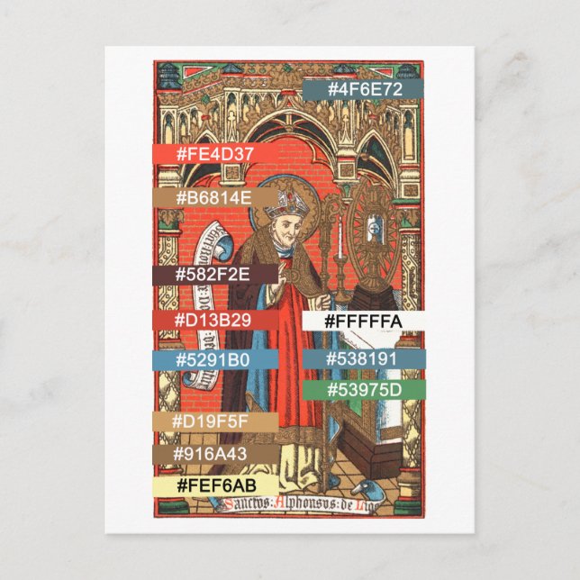 Färgpalett för St. Alphonsus Liguori (SAU 039)  Vykort (Framsida)