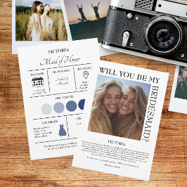 Färgpalett Will You Be My Bridesmaid Förslag Inbjudningar