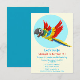 Färgpapegoja tecknad barns födelsedag party inbjudningar