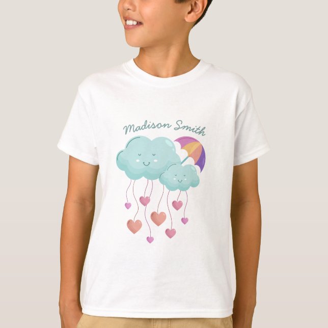 Färgparaply med Cute Clouds T Shirt (Framsida)