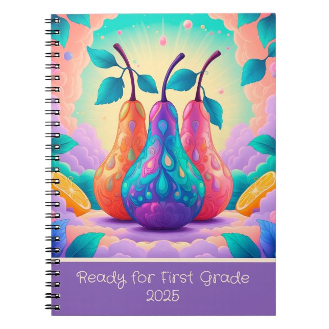 Färgpäron för första klass 2025 anteckningsbok (Framsidan)