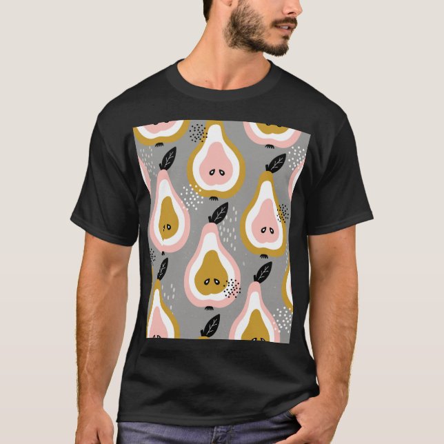 Färgpäron, vintage mönster. t shirt (Framsida)